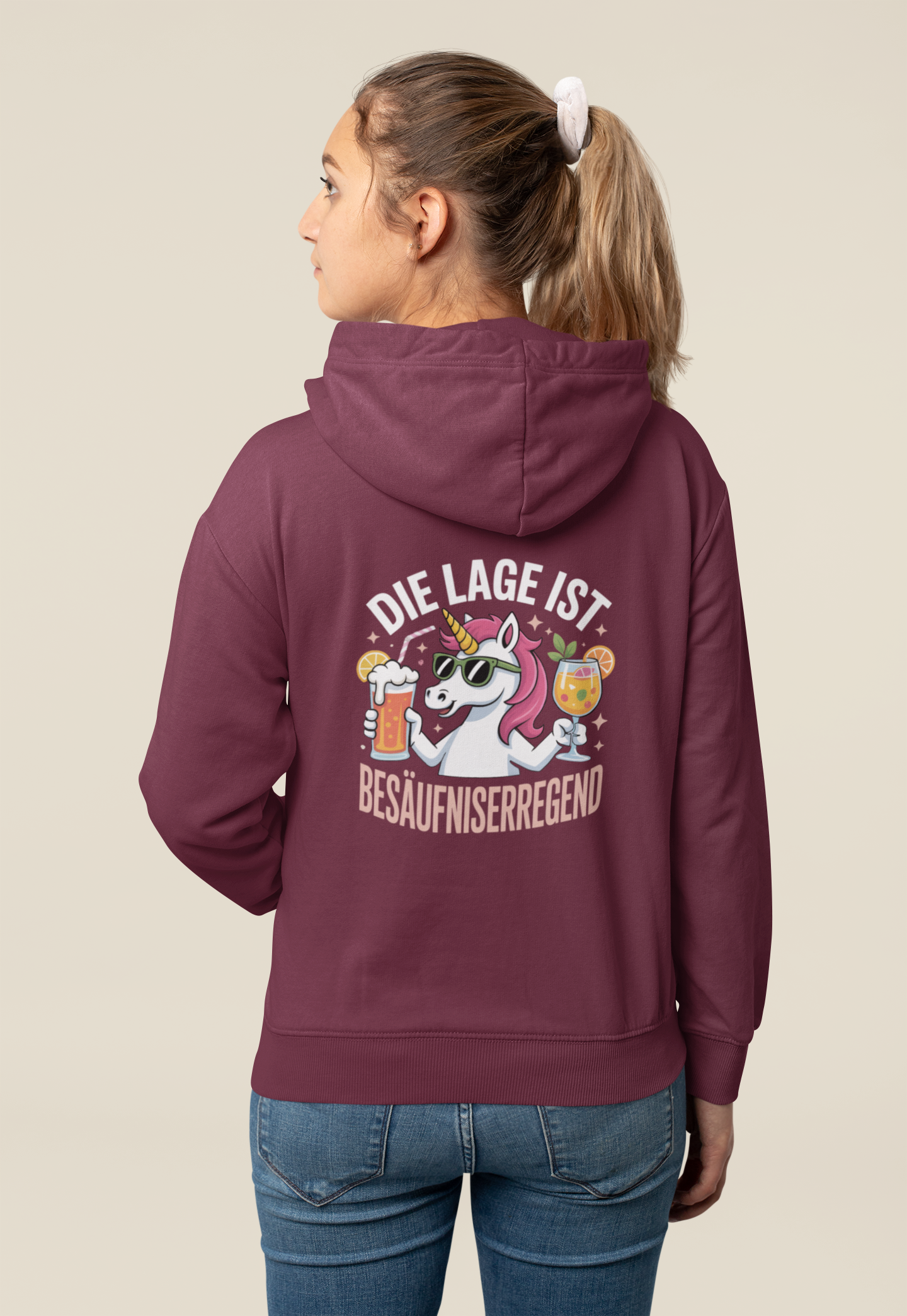 Einhorn Die Lage ist Besäufniserregend Rückseite - Unisex Erwachsenen Bio Organic Cruiser Hoodie 2.0 ST/ST SH