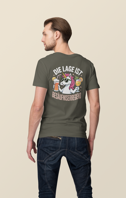 Einhorn Die Lage ist Besäufniserregend Backside - Unisex Erwachsenen Bio Creator T-Shirt SH