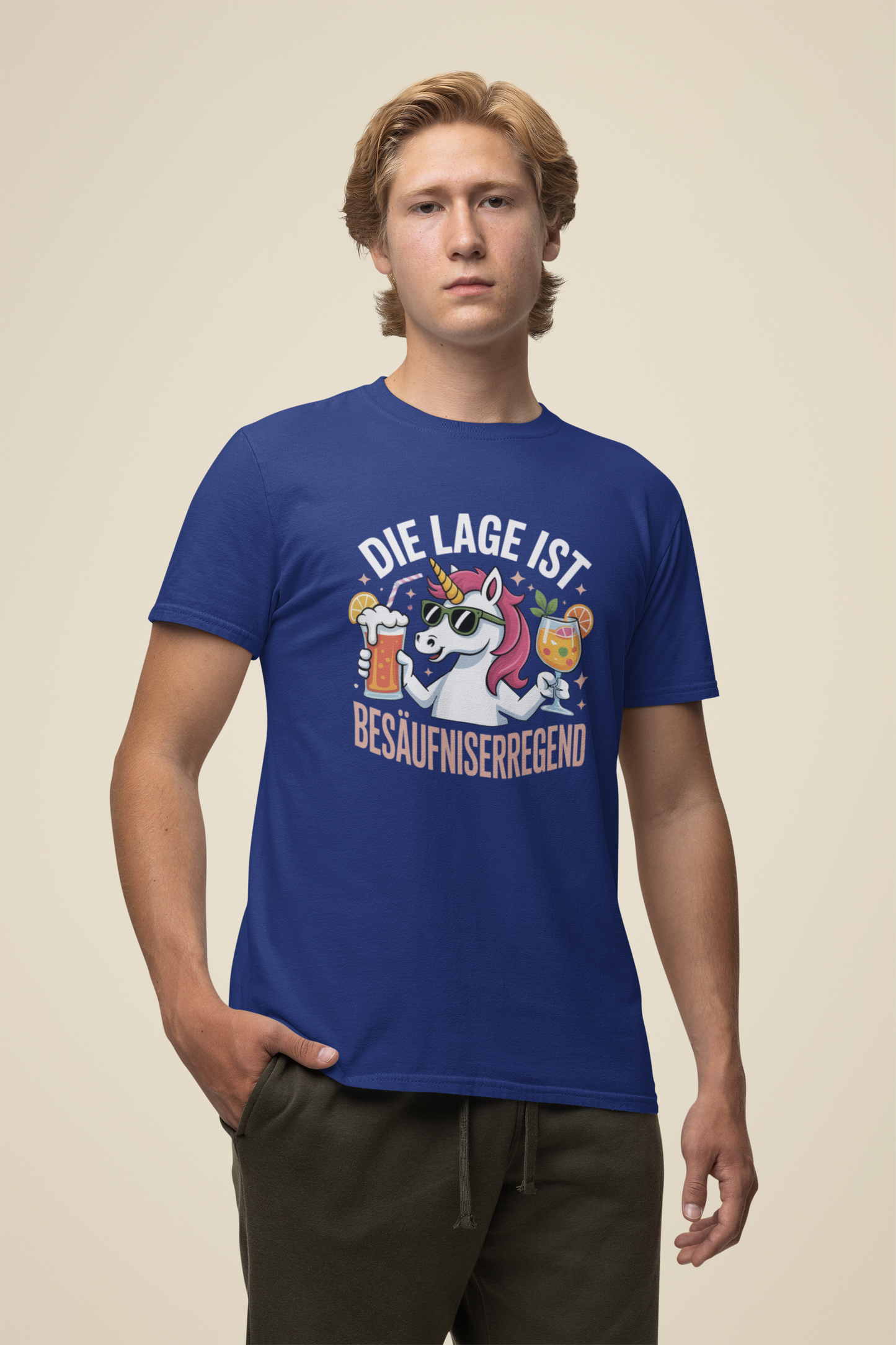 Einhorn Die Lage ist Besäufniserregend Front- Unisex Erwachsenen Bio Creator T-Shirt SH
