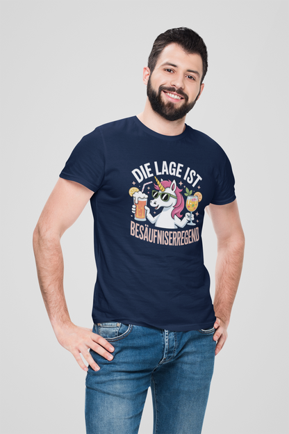 Einhorn Die Lage ist Besäufniserregend Front- Unisex Erwachsenen Bio Creator T-Shirt SH