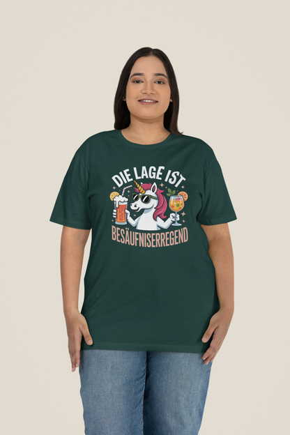 Einhorn Die Lage ist Besäufniserregend Front- Unisex Erwachsenen Bio Creator T-Shirt SH