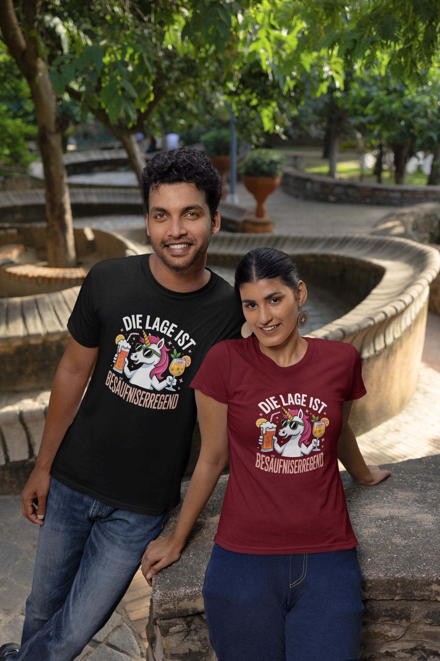 Einhorn Die Lage ist Besäufniserregend Front- Unisex Erwachsenen Bio Creator T-Shirt SH