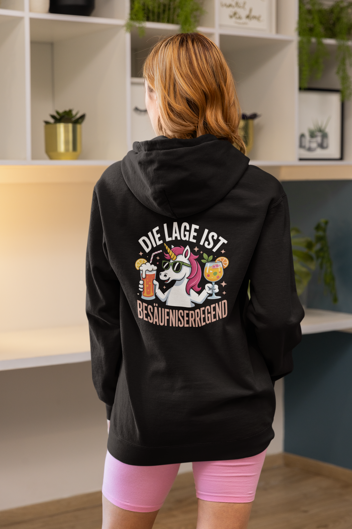 Einhorn Die Lage ist Besäufniserregend Rückseite - Damen Hoodie SH