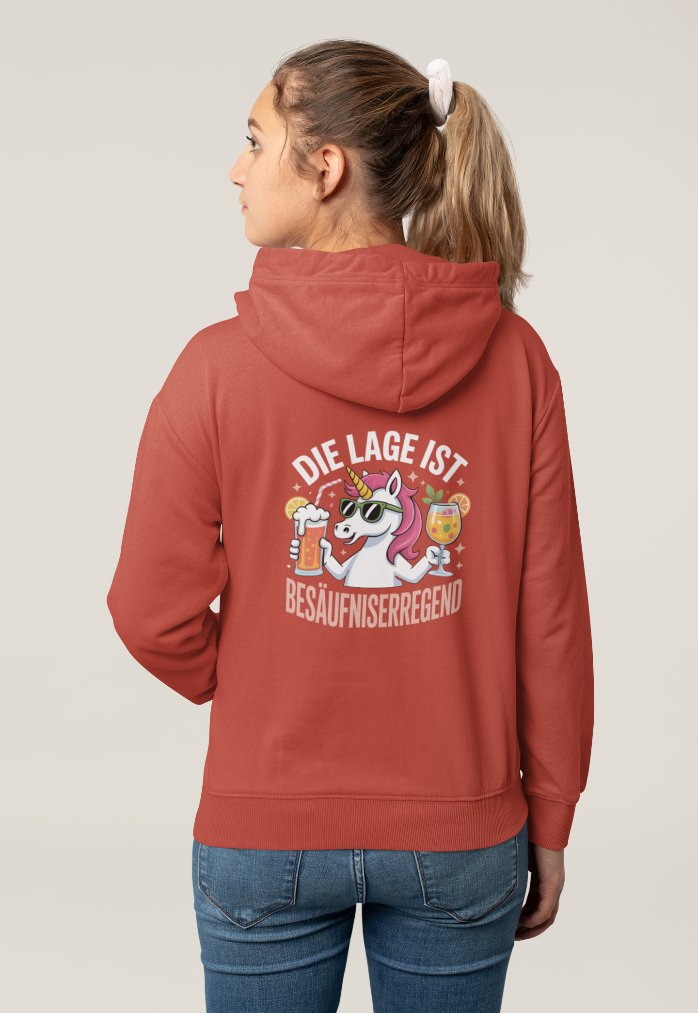 Einhorn Die Lage ist Besäufniserregend Rückseite - Damen Hoodie SH