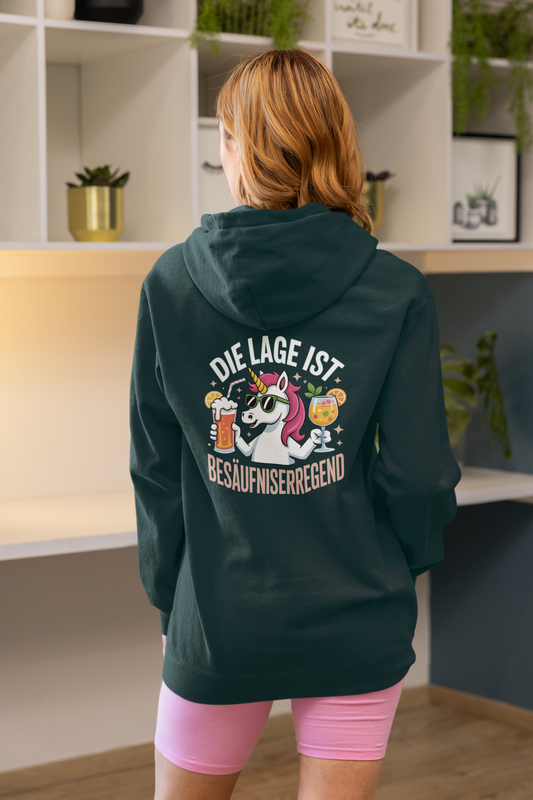 Einhorn Die Lage ist Besäufniserregend Rückseite - Damen Hoodie SH