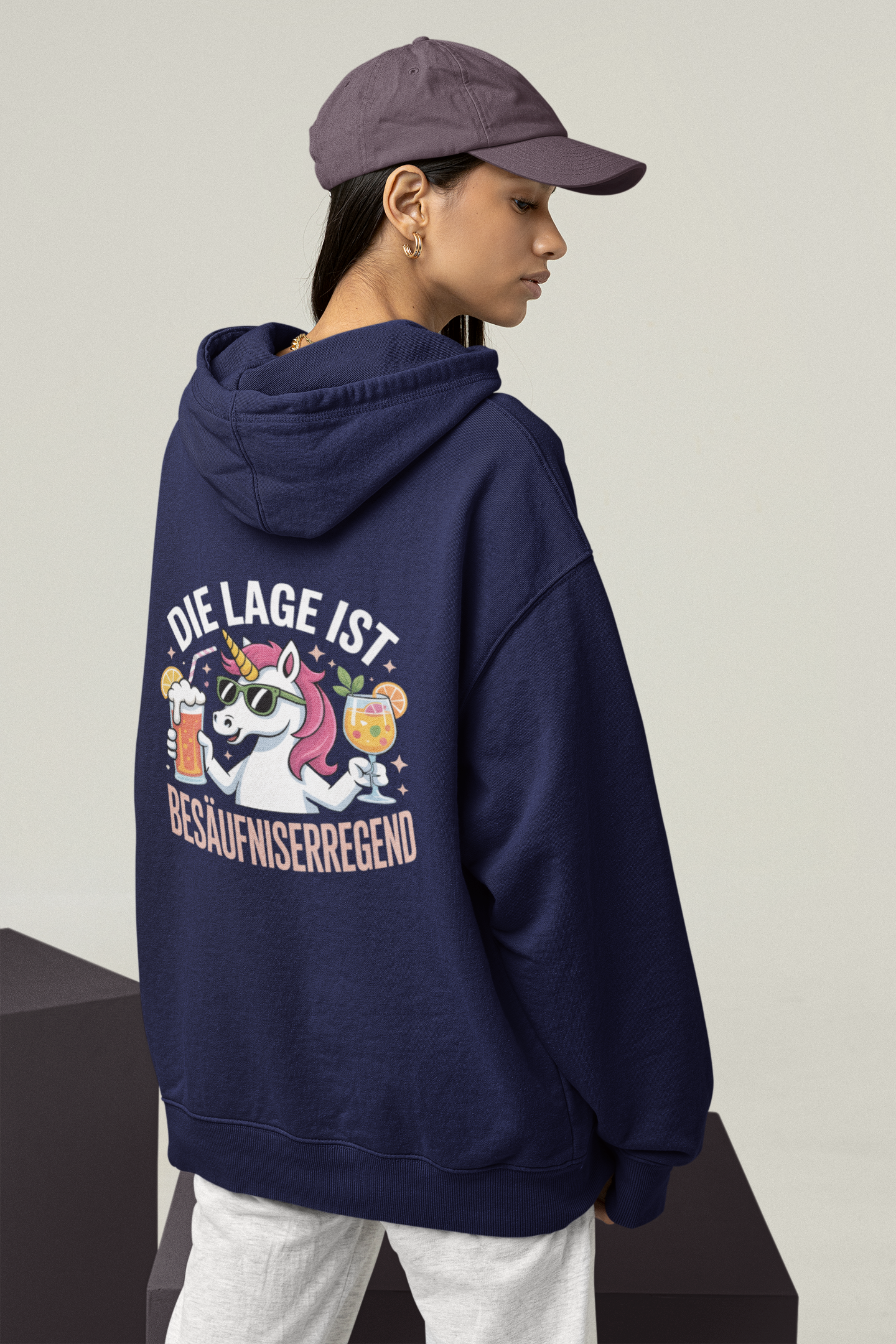 Einhorn Die Lage ist Besäufniserregend Rückseite - Unisex Erwachsenen Bio Slammer Oversized Hoodie