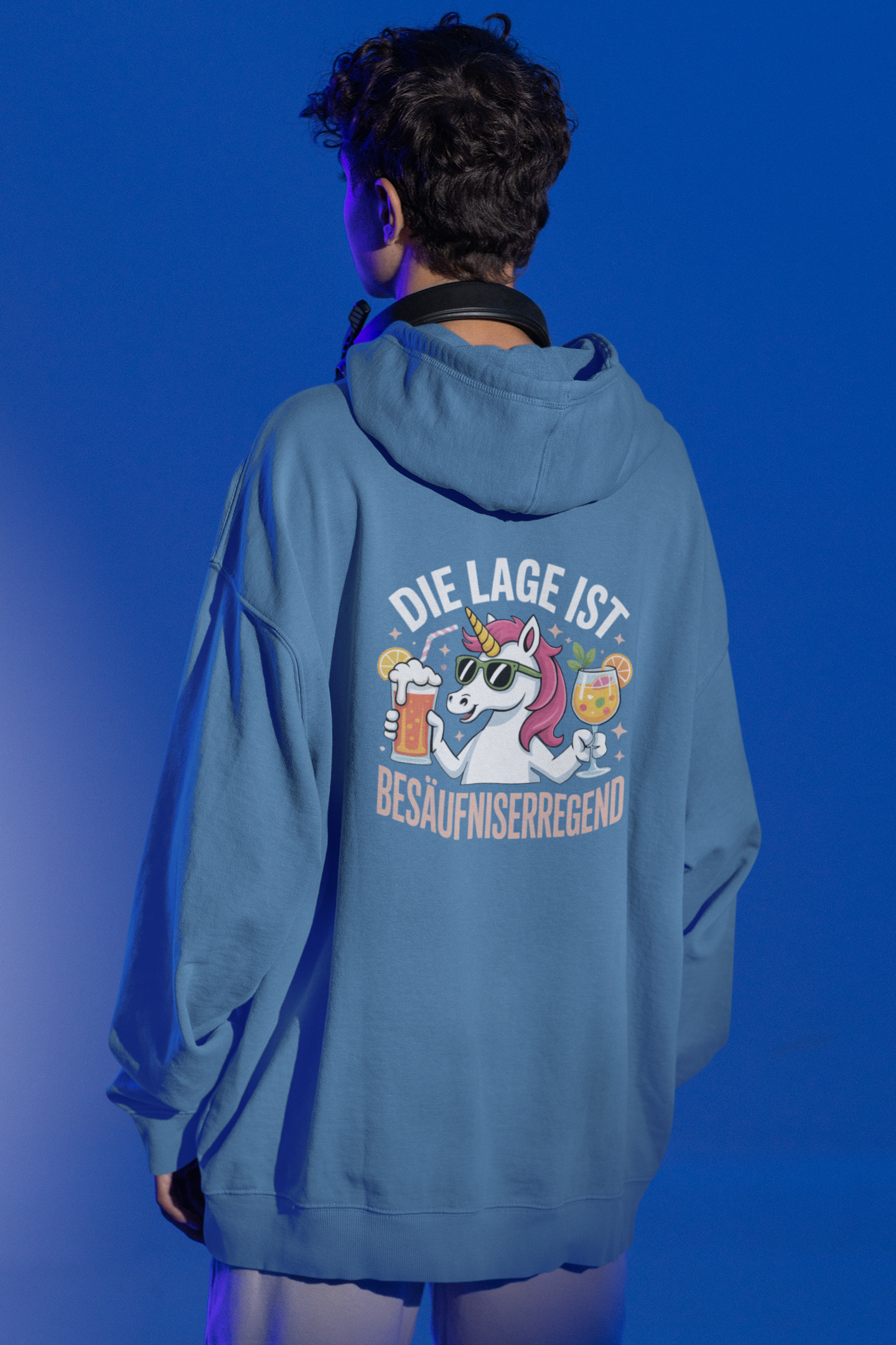 Einhorn Die Lage ist Besäufniserregend Rückseite - Unisex Erwachsenen Bio Slammer Oversized Hoodie