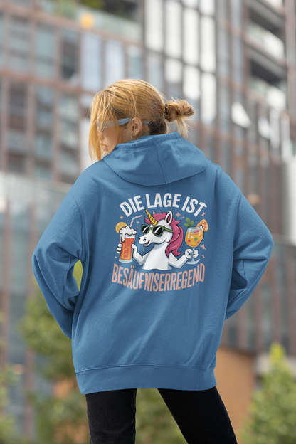 Unicorn The Situation is Drunken Back - Sudadera con capucha extragrande unisex para adultos Organic Slammer
