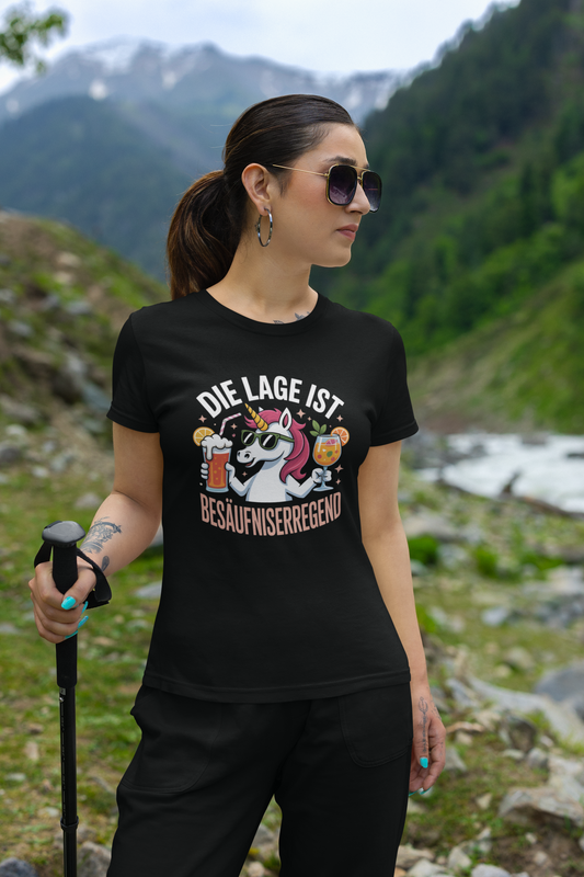 Einhorn Die Lage ist Besäufniserregend Front - Damen Muser Premium Organic Shirt SH
