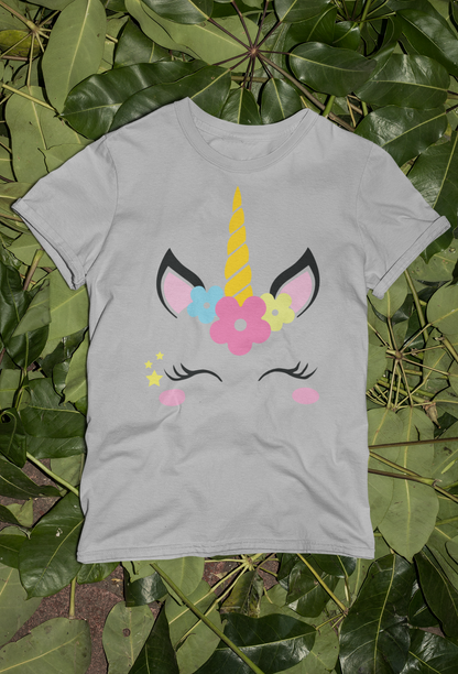 Einhorn Flower Unicorn Face T-Shirt Kids SK