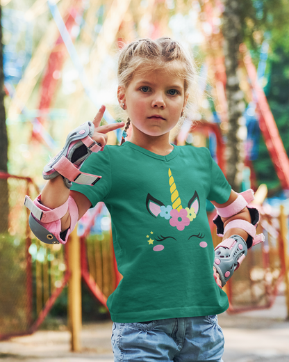 Einhorn Flower Unicorn Face T-Shirt Kids SK