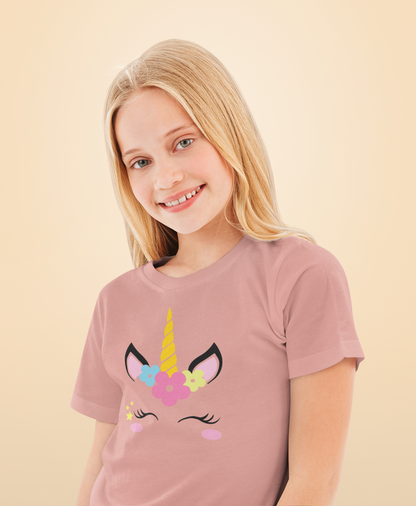 Einhorn Flower Unicorn Face T-Shirt Kids SK