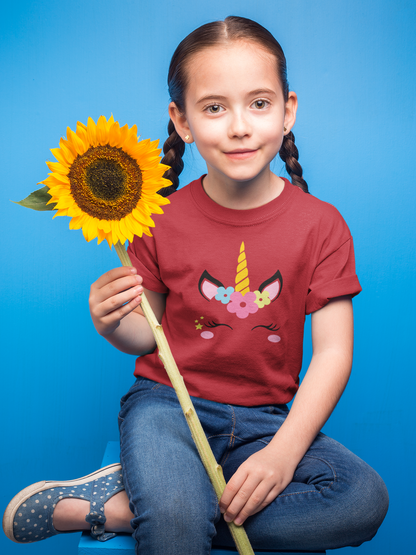 Einhorn Flower Unicorn Face T-Shirt Kids SK