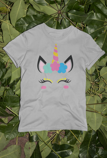 Einhorn Flower and Stars Unicorn Face T-Shirt Kids SK