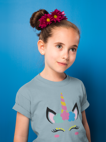 Einhorn Flower and Stars Unicorn Face T-Shirt Kids SK