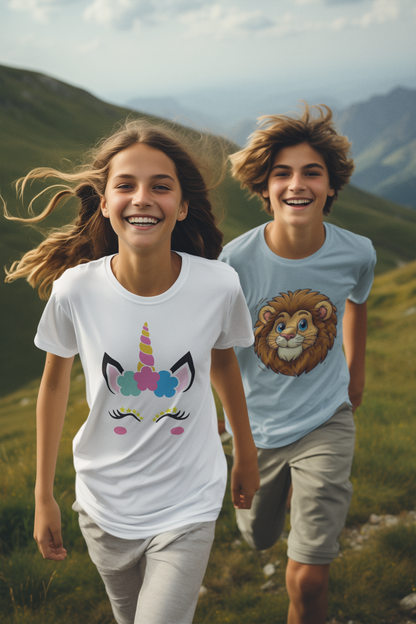 Einhorn Flower and Stars Unicorn Face T-Shirt Kids SK