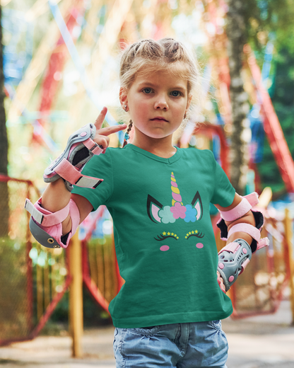 Einhorn Flower and Stars Unicorn Face T-Shirt Kids SK