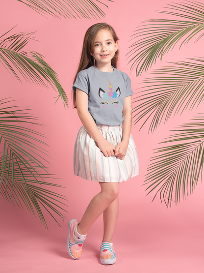 Einhorn Flower and Stars Unicorn Face T-Shirt Kids SK