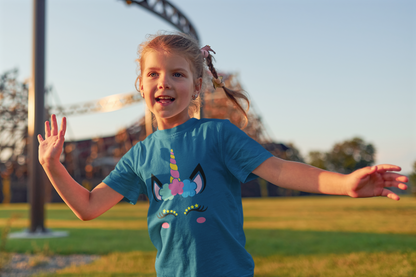 Einhorn Flower and Stars Unicorn Face T-Shirt Kids SK