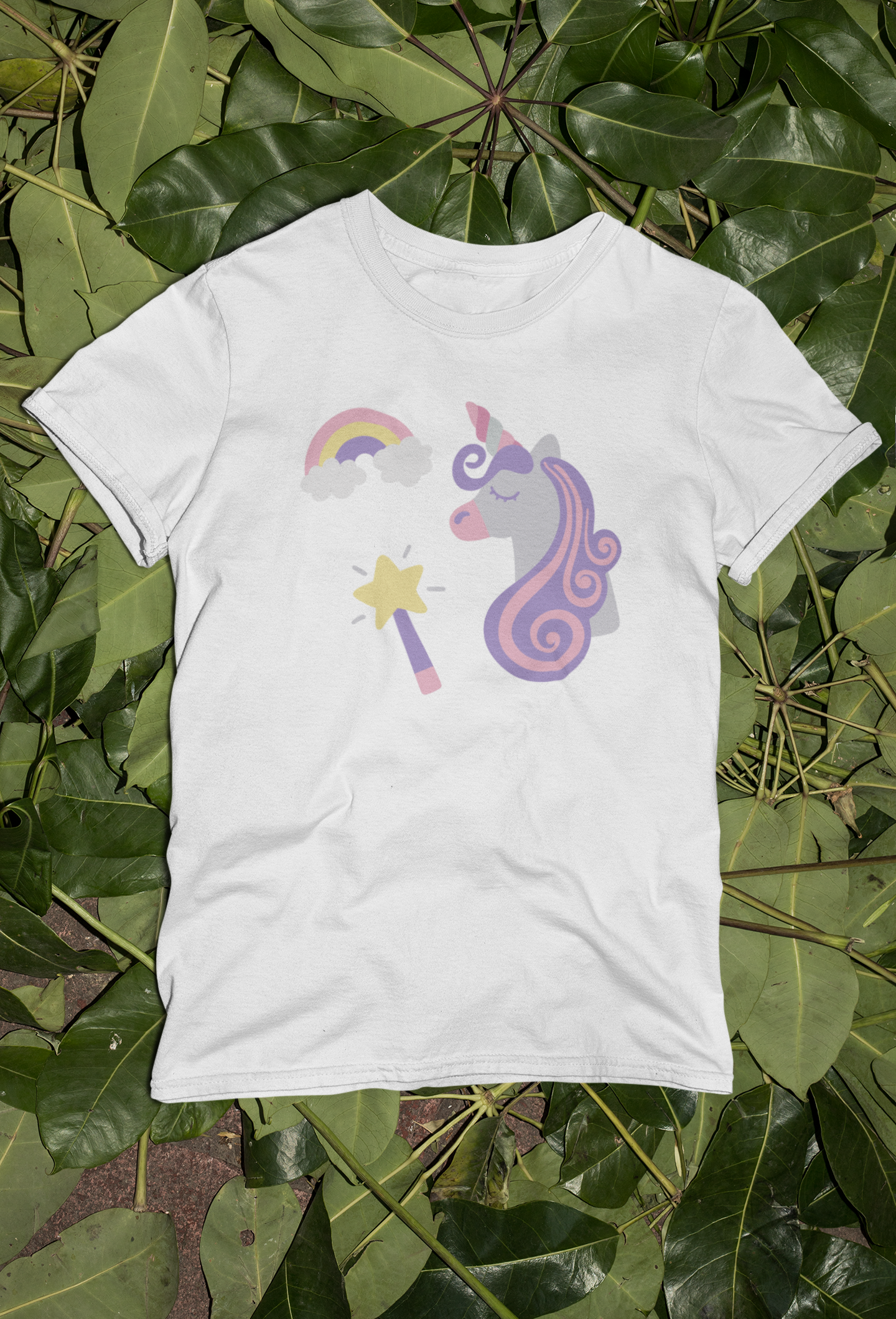 Einhorn mit Regenbogen und Zauberstab T-Shirt Kids SK