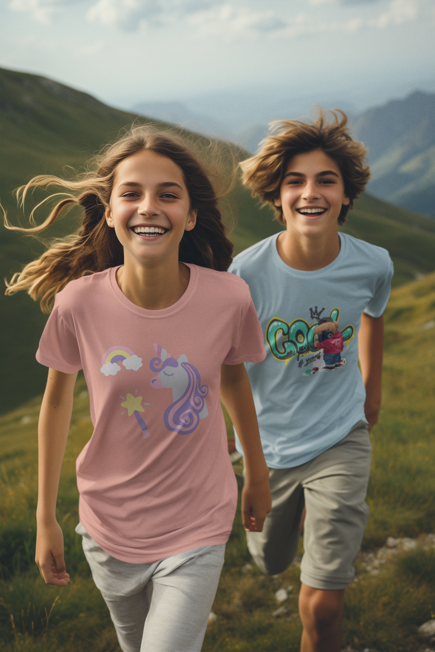 Einhorn mit Regenbogen und Zauberstab T-Shirt Kids SK