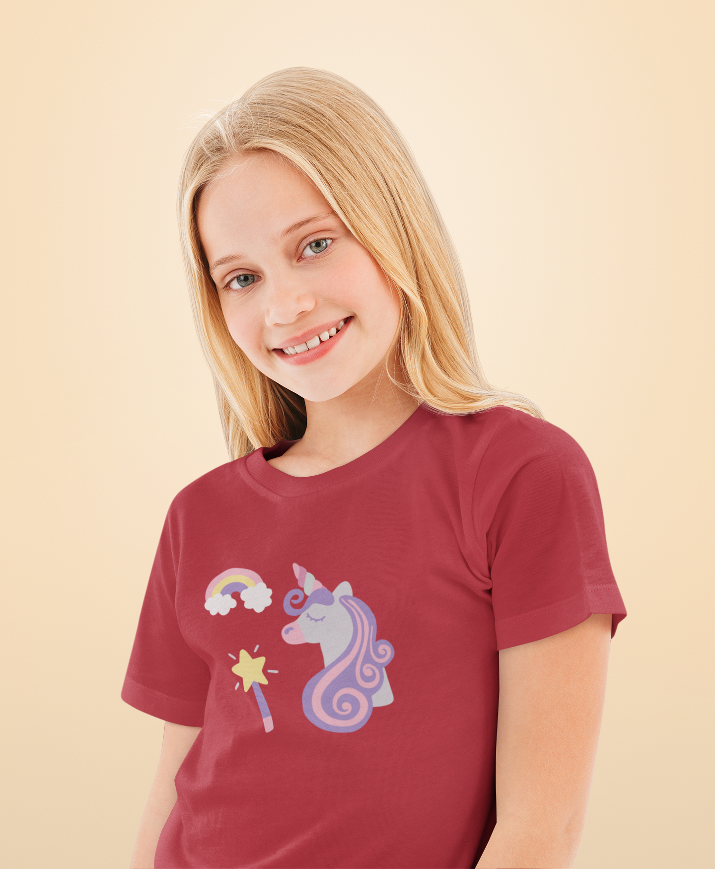 Einhorn mit Regenbogen und Zauberstab T-Shirt Kids SK