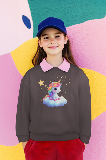 Einhorn reitet auf Wolke im Sternenhimmel - Kinder Pullover Sweatshirt Bio Baumwolle Hochwertig Langlebig - Mini Changer Sweatshirt 2 ST/ST SH