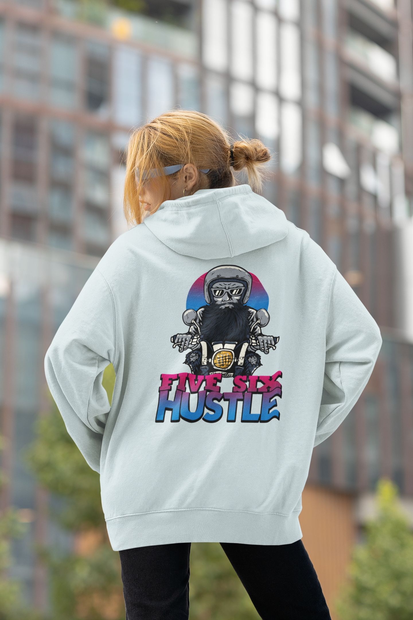 FIVE SIX HUSTLE BIKER SPIRIT Streetwear - Slammer Organic Oversized Unisex Hoodie Adults SH