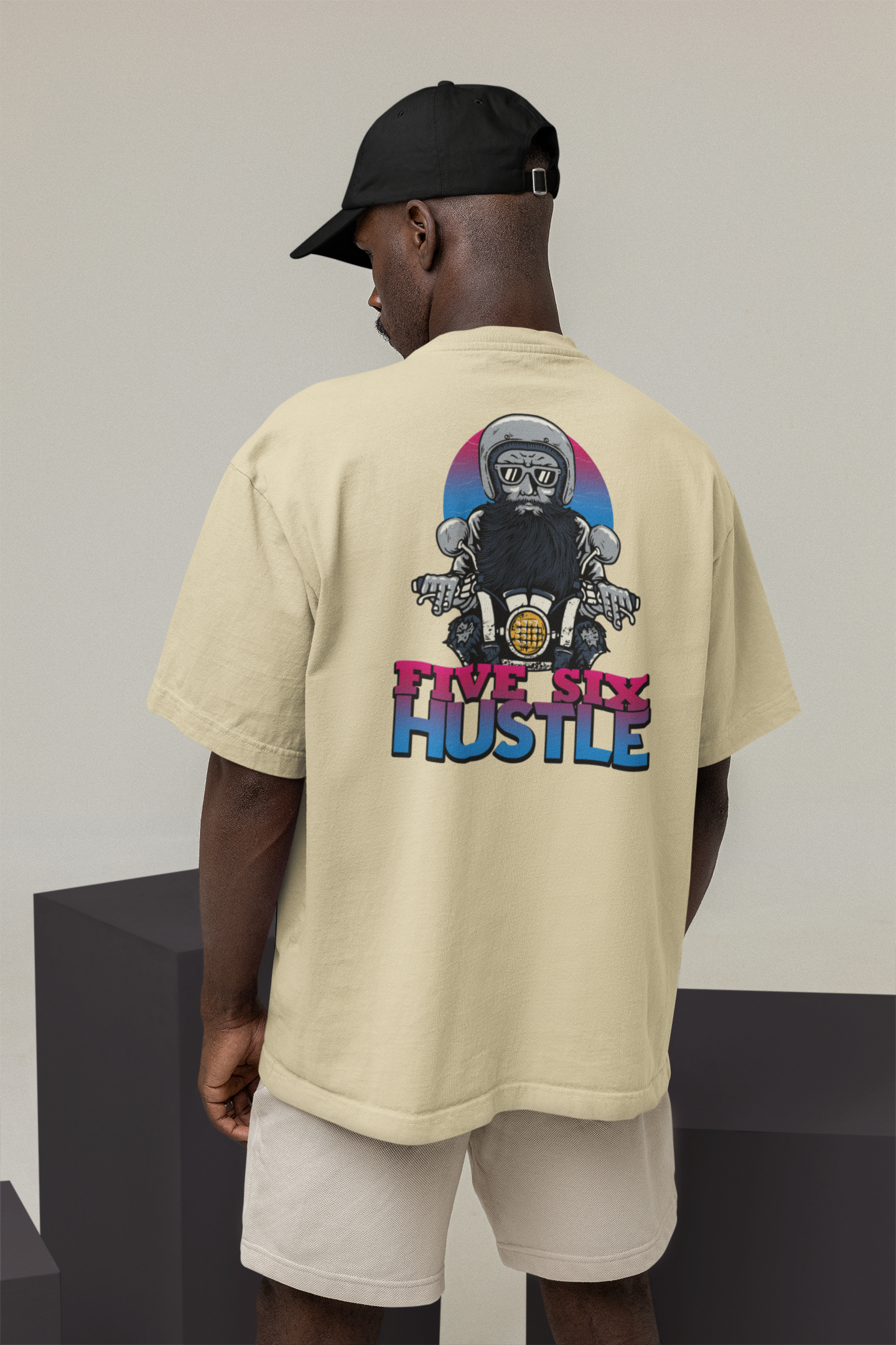 FIVE SIX HUSTLE BIKER STYLE Streetwear Backprint - Freestyler Bio Oversized Unisex T-Shirt Erwachsenen SH