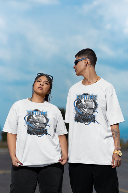 FUTURE OBSESSION CHROME STATUE Streetwear Frontprint - Freestyler Bio Oversized Unisex T-Shirt Erwachsene SH