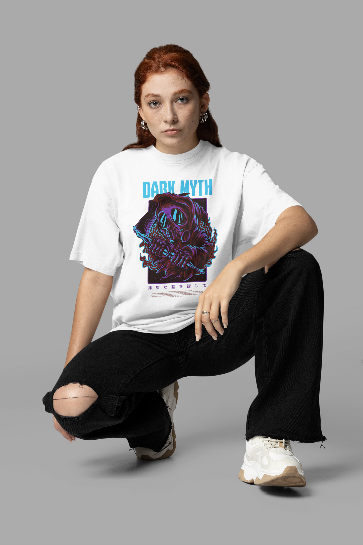 FUTURE OBSESSION CHROME STATUE Streetwear Frontprint - Freestyler Bio Oversized Unisex T-Shirt Erwachsene SH