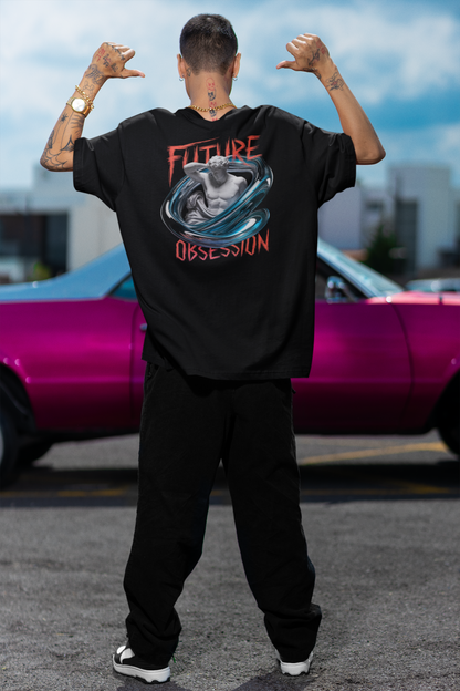 FUTURE OBSESSION STATUE Streetwear Backprint - Freestyler Bio Oversized Unisex T-Shirt Erwachsenen SH