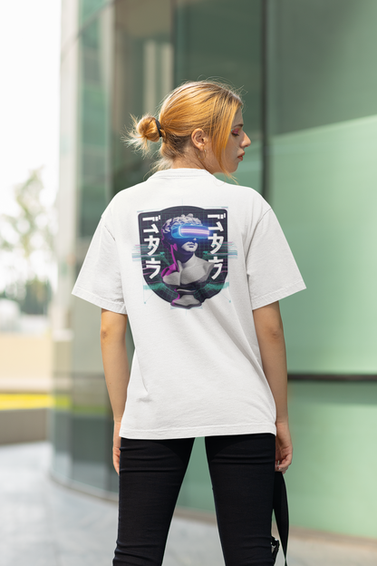FUTURE STATUE VIRTUELL BRILLE Streetwear Backtprint - Freestyler Bio Oversized Unisex T-Shirt Erwachsenen SH