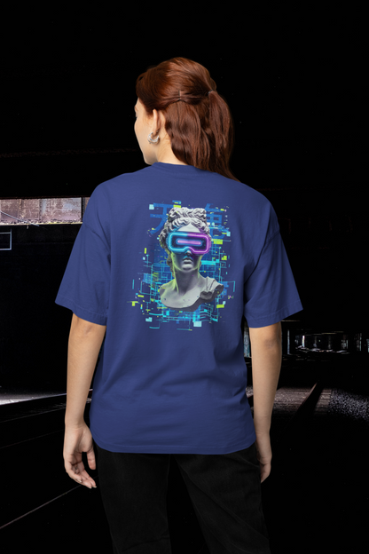 FUTURE STATUE VIRTUELL BRILLE II Streetwear Backprint - Freestyler Bio Oversized Unisex T-Shirt Erwachsene  SH