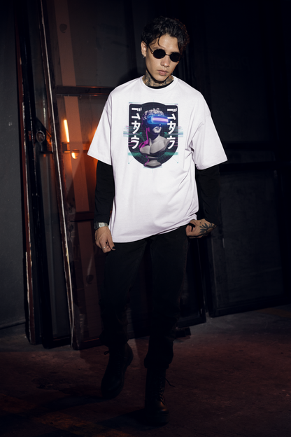 FUTURE STATUE VIRTUELL BRILLE Streetwear Frontprint - Freestyler Bio Oversized Unisex T-Shirt Erwachsenen SH