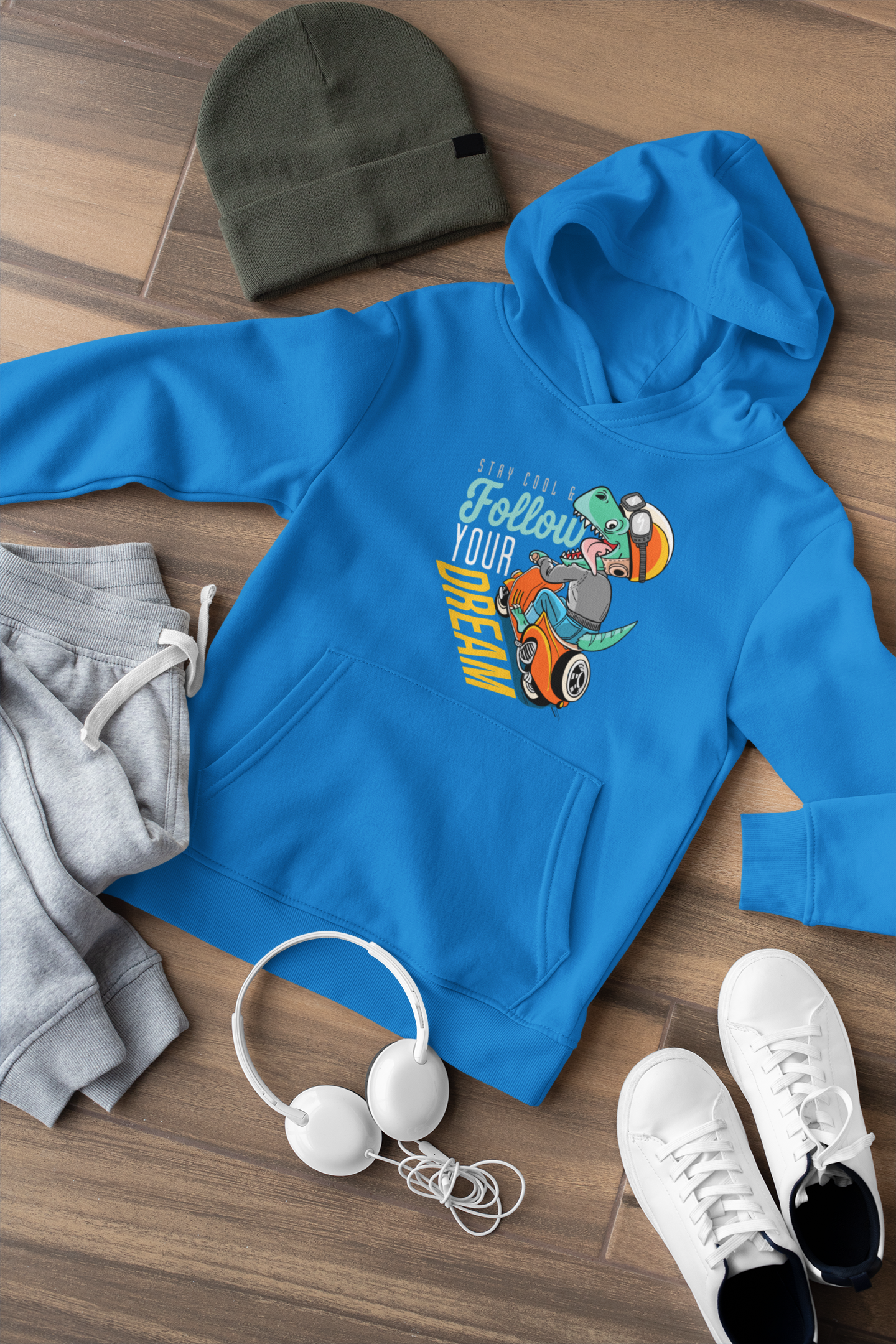 Hochwertiger Mittelschwerer Fleece-Hoodie für Jugendliche - Stay cool and Follow your dream - Weltweit verfügbar - GL