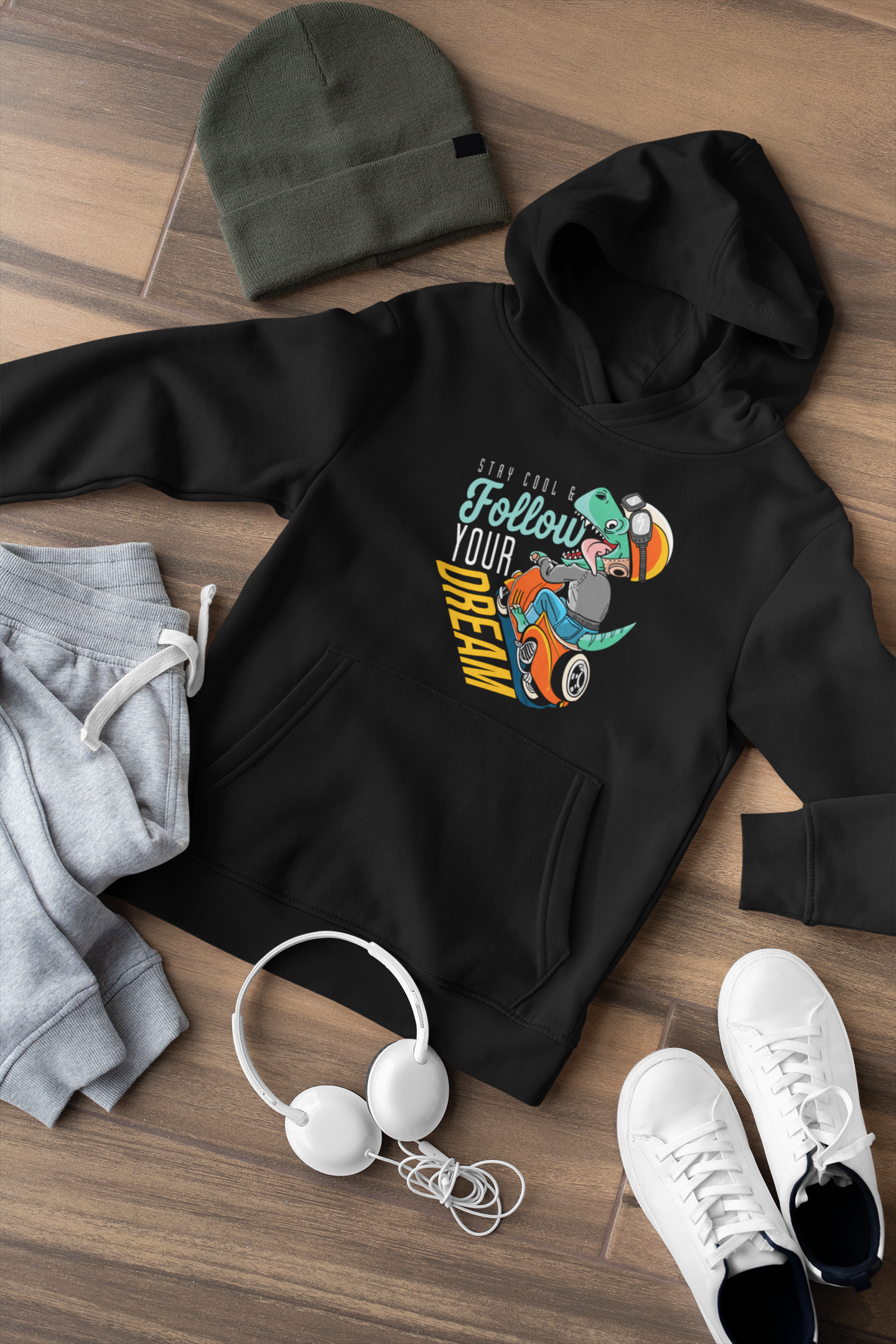 Hochwertiger Mittelschwerer Fleece-Hoodie für Jugendliche - Stay cool and Follow your dream - Weltweit verfügbar - GL