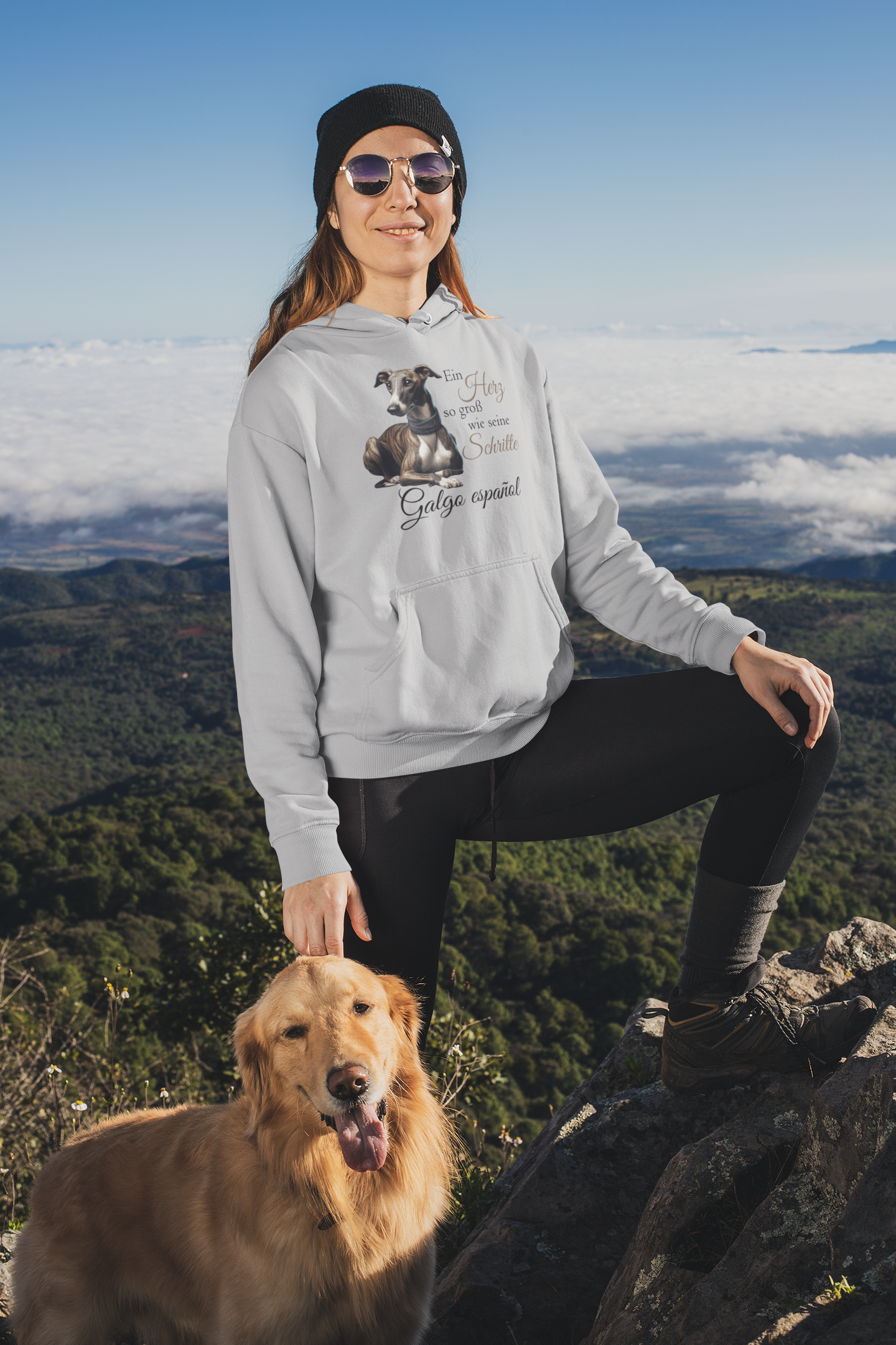 Galgo Ein Herz so groß wie seine Schritte Front - Unisex Erwachsenen Bio Organic Cruiser Hoodie ST/ST SH  - Unisex Organic Hoodie 2.0 ST/ST