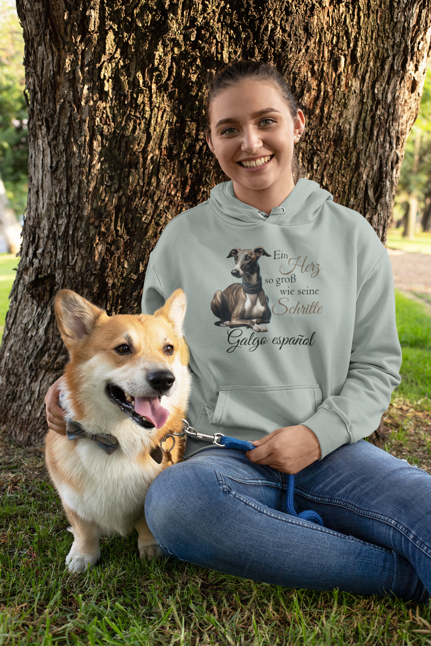 Galgo Ein Herz so groß wie seine Schritte Front - Unisex Erwachsenen Bio Organic Cruiser Hoodie ST/ST SH  - Unisex Organic Hoodie 2.0 ST/ST