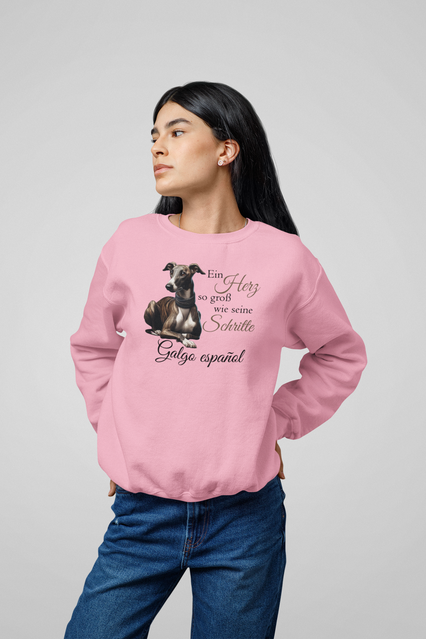 Galgo Ein Herz so groß wie seine Schritte Front - Unisex Erwachsenen Bio Changer Sweatshirt SH 2.0 ST/ST