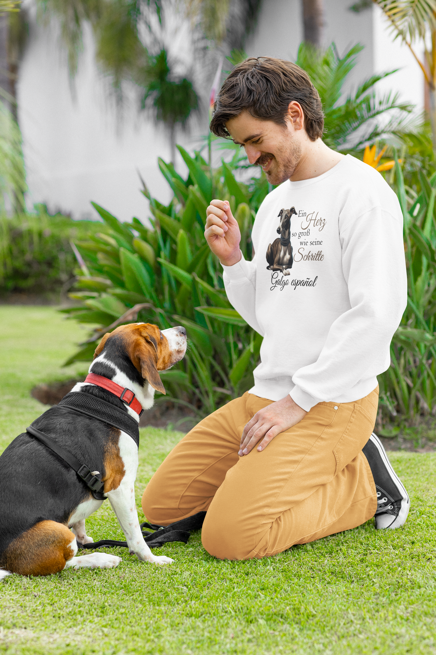 Galgo Ein Herz so groß wie seine Schritte Front - Unisex Erwachsenen Bio Changer Sweatshirt SH 2.0 ST/ST