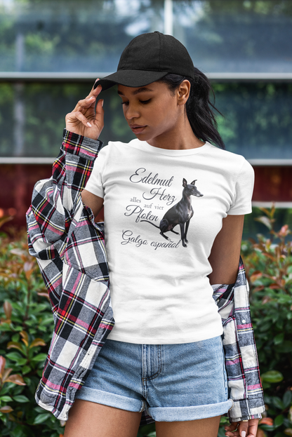 Galgo Espanol Edelmut Herz alles auf vier Pfoten Front - Damen Muser Premium Organic Shirt SH