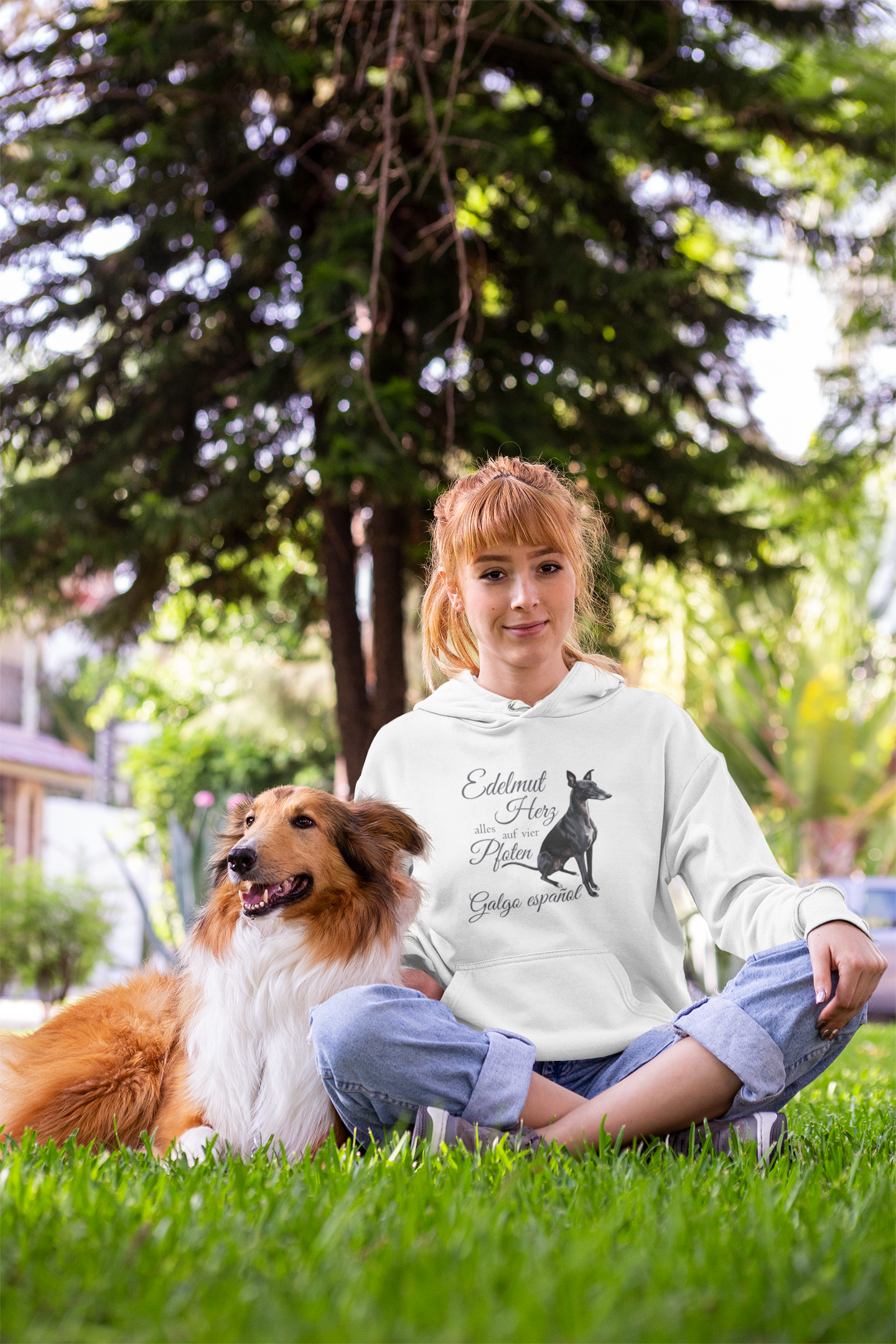Galgo Espanol Edelmut Herz alles auf vier Pfoten Front - Unisex Erwachsenen Bio Organic Cruiser Hoodie SH  - Unisex Organic Hoodie 2.0 ST/ST