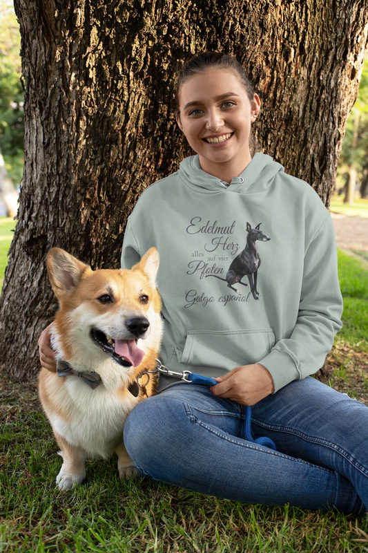 Galgo Espanol Edelmut Herz alles auf vier Pfoten Front - Unisex Erwachsenen Bio Organic Cruiser Hoodie SH  - Unisex Organic Hoodie 2.0 ST/ST