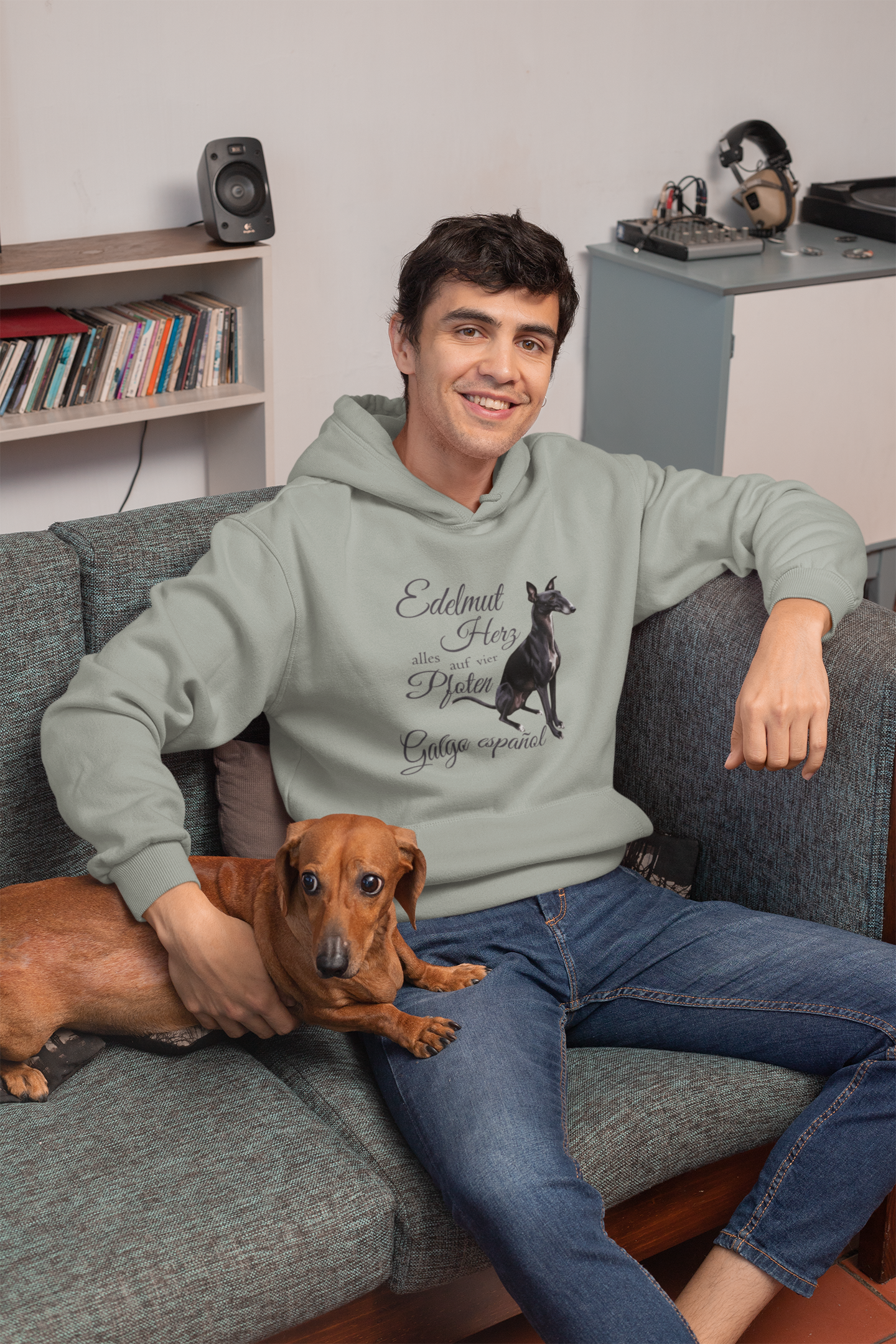 Galgo Espanol Edelmut Herz alles auf vier Pfoten Front - Unisex Erwachsenen Bio Organic Cruiser Hoodie SH  - Unisex Organic Hoodie 2.0 ST/ST