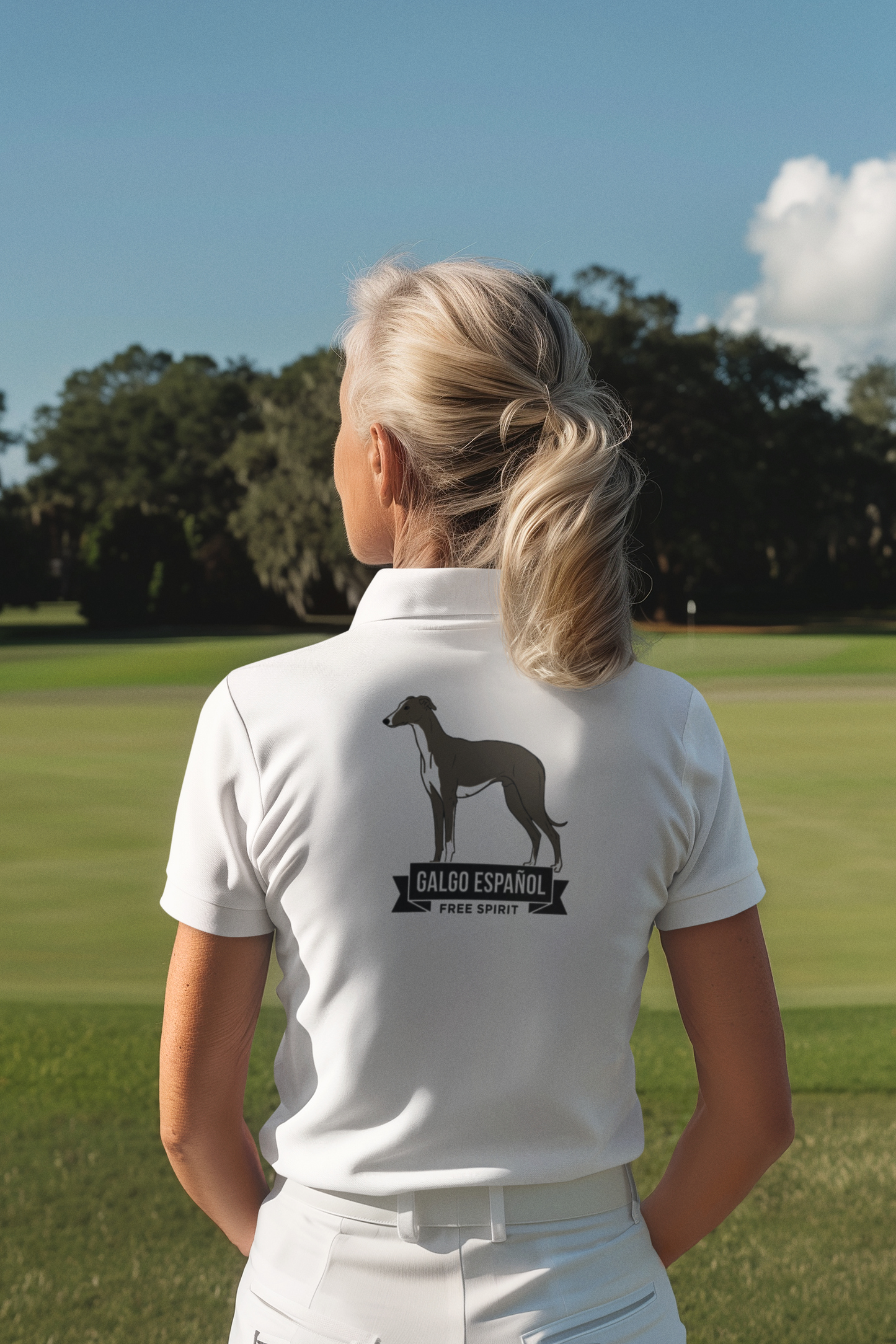 Galgo Espanol Free Spirit beidseitiger Druck - Damen Poloshirt SH