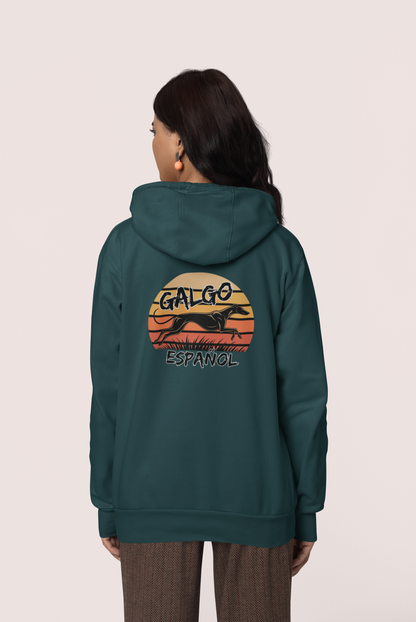 Galgo Espanol Sunset Run beidseitiger Druck - Damen Erwachsenen Hoodie JH SH