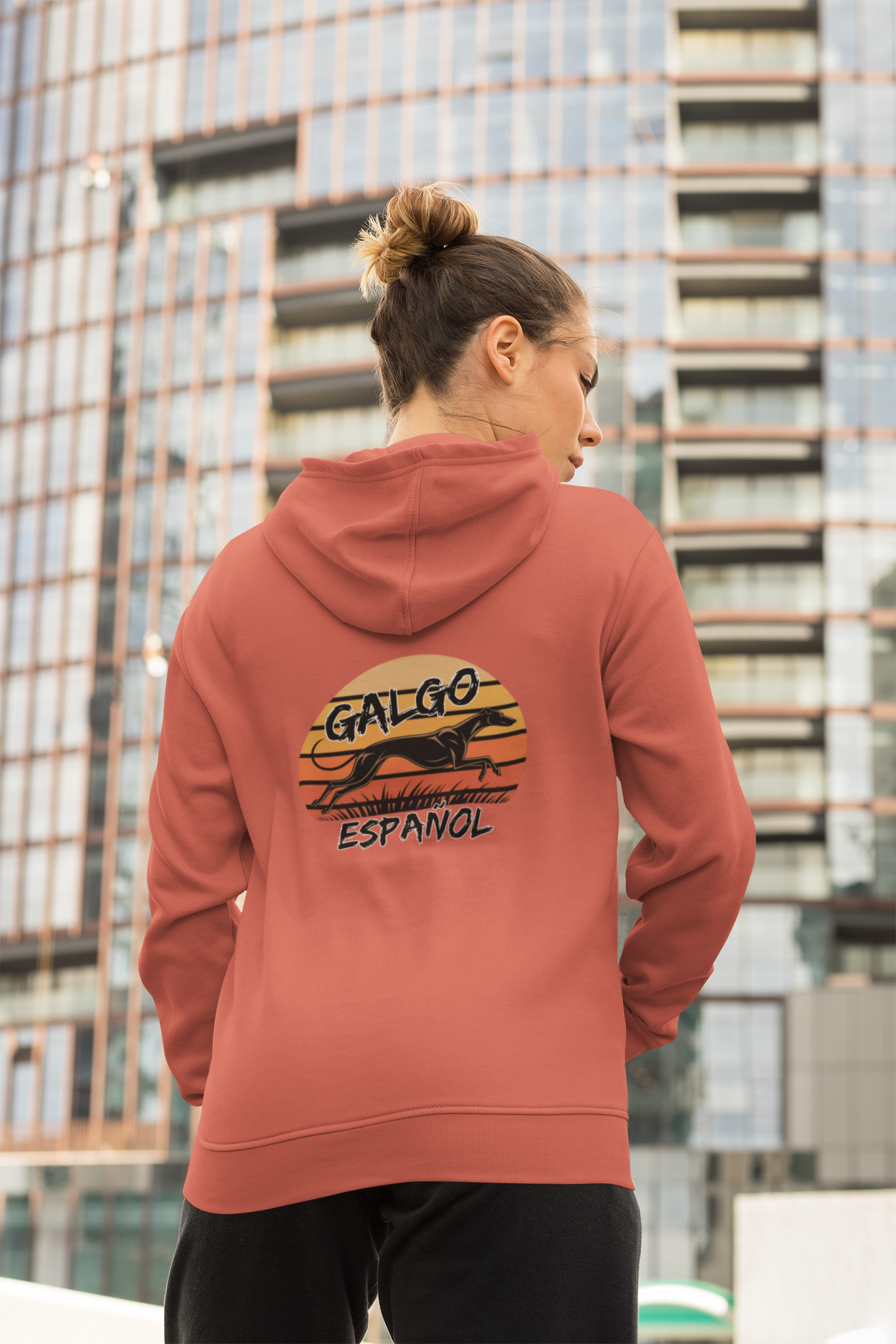 Galgo Espanol Sunset Run beidseitiger Druck - Damen Erwachsenen Hoodie JH SH