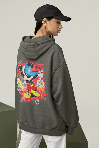 Gangsta Mouse Bronx Spirit Streetwear Backprint - Slammer Organic Oversized Unisex Hoodie Adult SH
