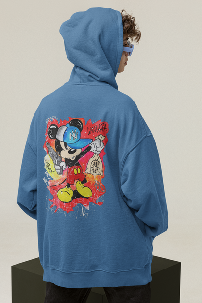 Gangsta Mouse Bronx Spirit Streetwear Backprint - Slammer Organic Oversized Unisex Hoodie Adult SH